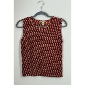 Vintage Plisse Red Patterned Textured Top Y2k 90's Womens Sz M Retro Style